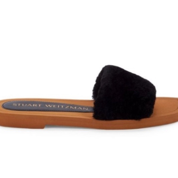 STUART WEITZMAN CAMMY SHEARLING SLIDES - Picture 1 of 9